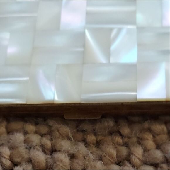 Vintage Mother of Pearl Compact Case Mirror Brass - Picture 2 of 6